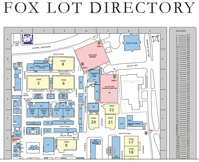 20th Century Fox Studio Lot Maps